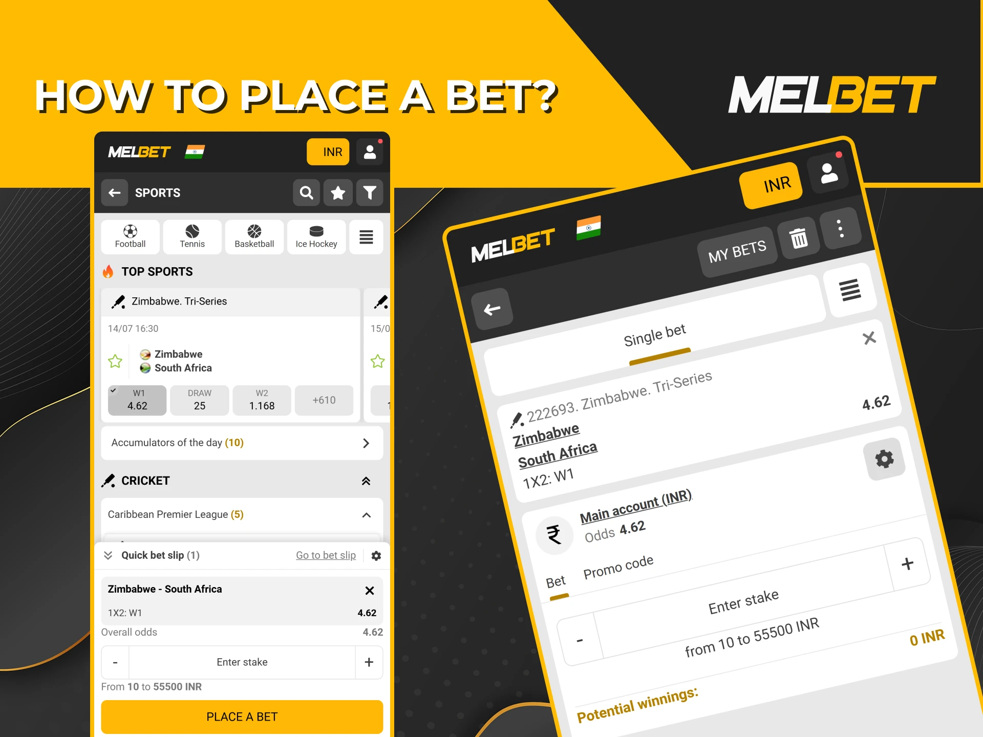 Learn how to place bets in the Melbet app.
