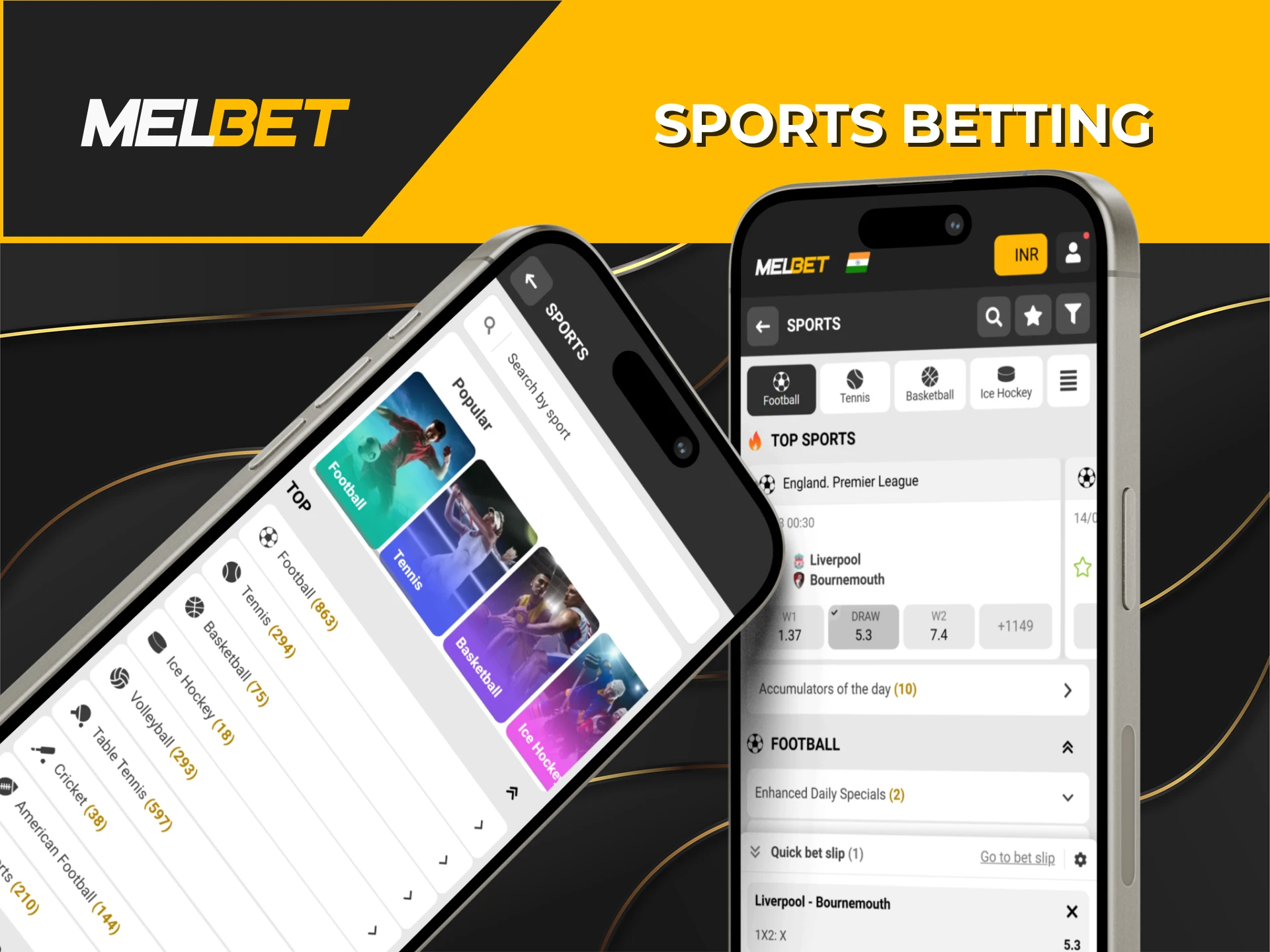 Select your favorite sport to bet on at Melbet.