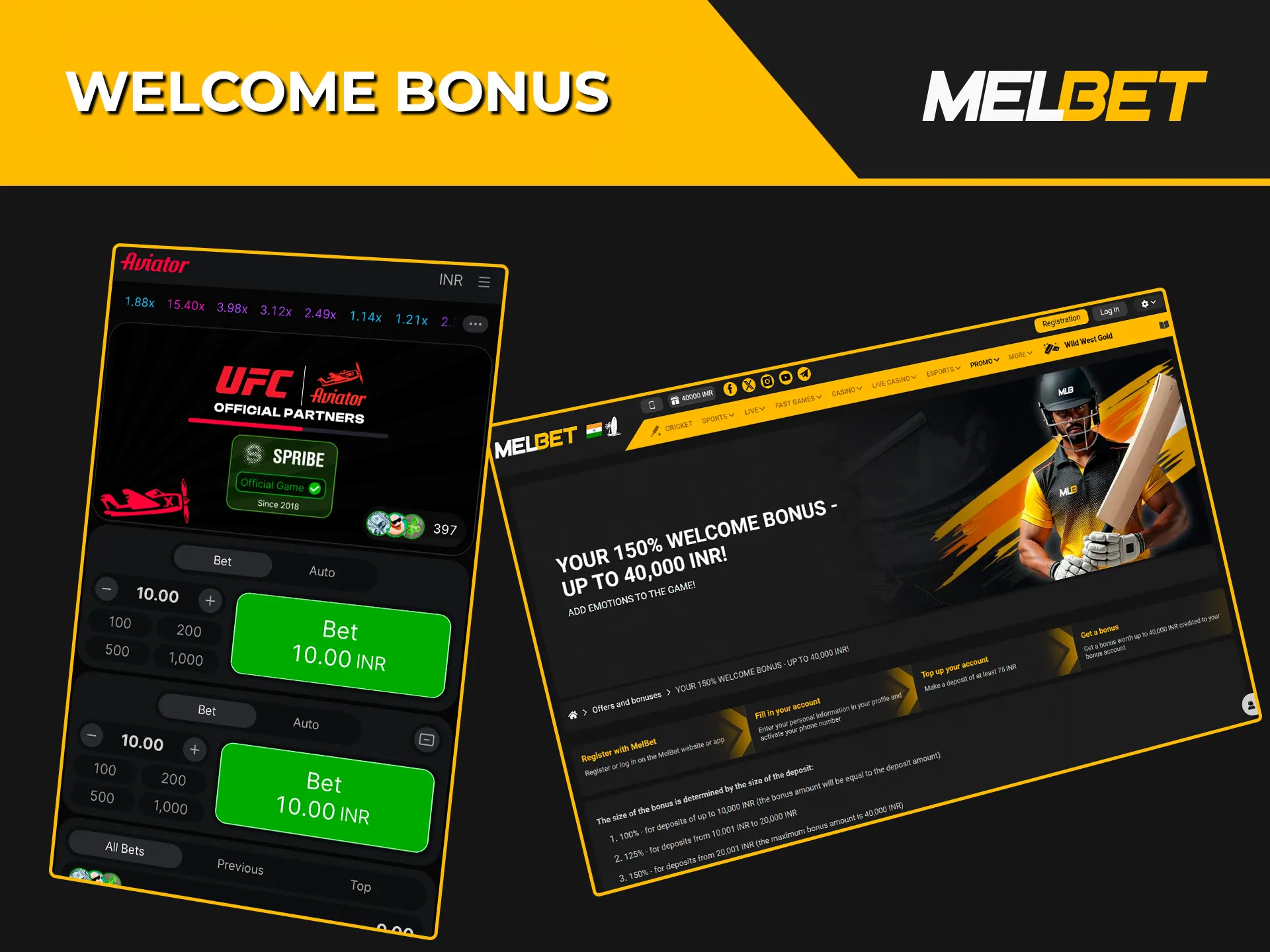 Sign up at Melbet and increase your chance of winning the Aviator game with a bonus.