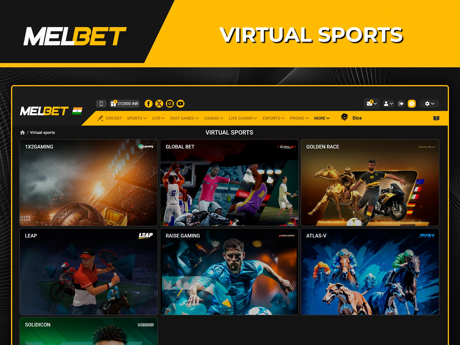 Find out about all categories of virtual sports on the official Melbet website.