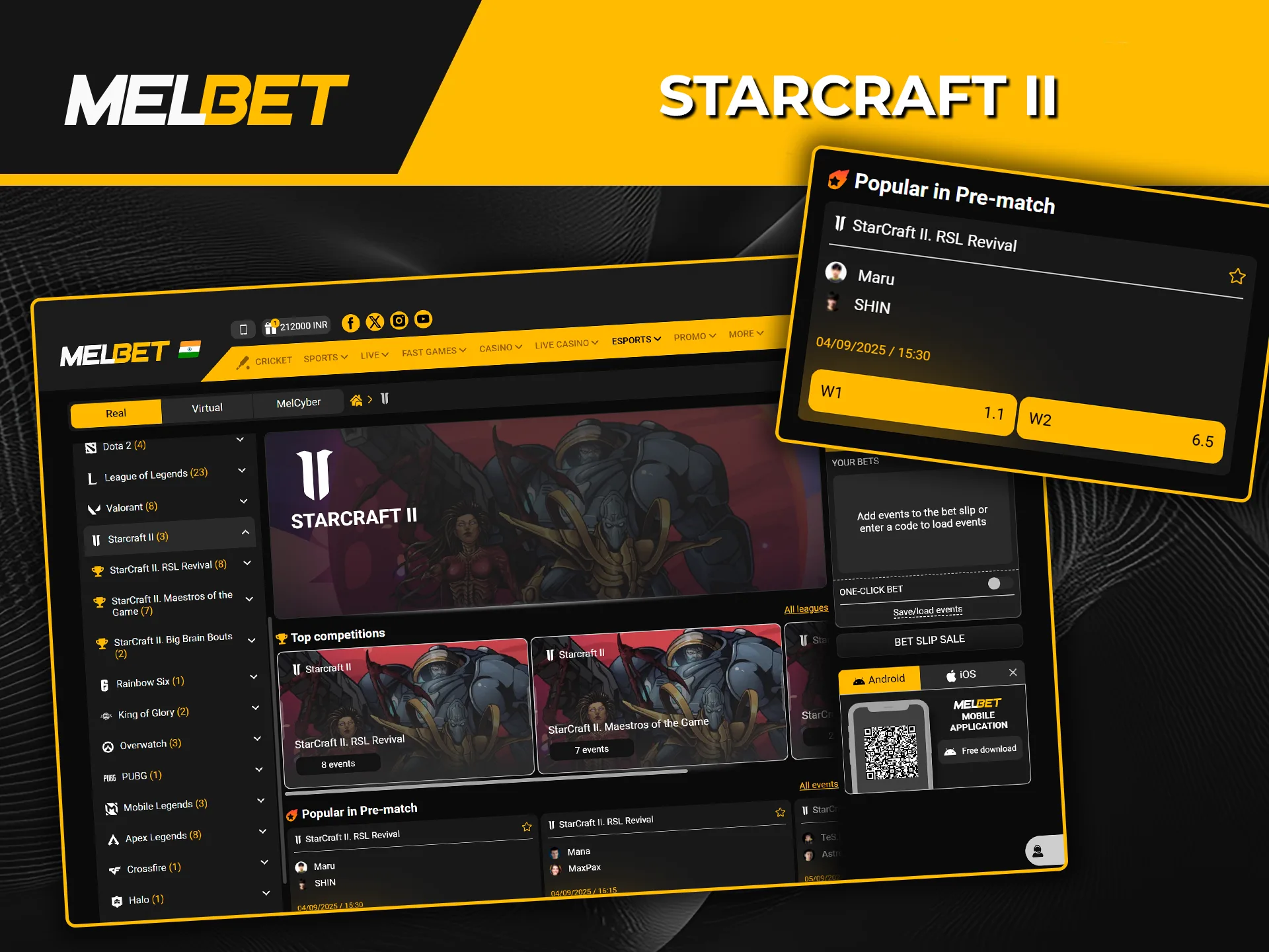 Melbet offers bets on Starcraft 2.